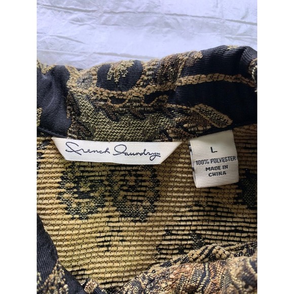 French Laundry Womens Large Blazer Jacket Black Gold Paisley Floral Button Up - Picture 3 of 8